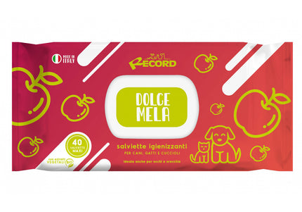 Record Salviette Dolce Mela Cleaning Wipes – Gentle Apple Scent, 40 Pack, Multi-Purpose Use