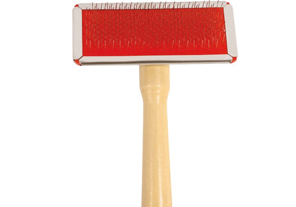 Chadog Ideal Dog Wooden Poodle Brush – Medium Hard Bristles, Red, Small Size