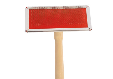 Chadog Ideal Dog Wooden Poodle Brush – Medium Hard Bristles, Red Handle, Size M