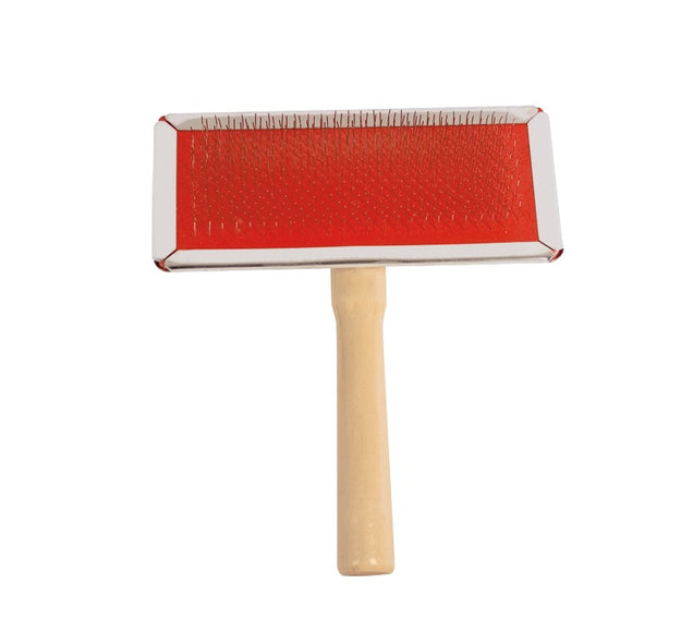 Chadog Ideal Dog Wooden Poodle Brush – Medium Hard Bristles, Red Handle, Size M