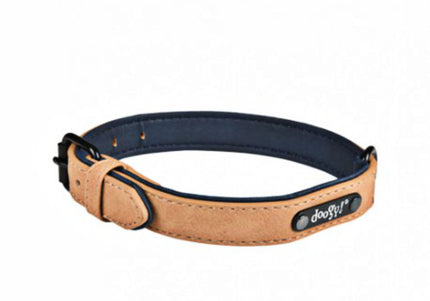 Doogy Simili Sweet Eco-Leather Dog Collar – Beige, 35cm, Durable and Stylish Design