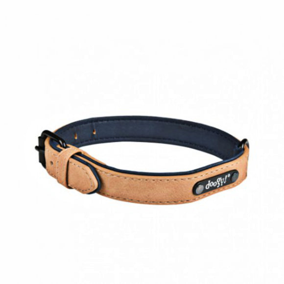 Doogy Simili Sweet Eco-Leather Dog Collar – Beige, 40cm, Durable and Stylish Design