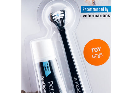 Petosan Double-Head Toothbrush – Mini Size, Soft Bristles, Gentle Dental Care for Small Breeds