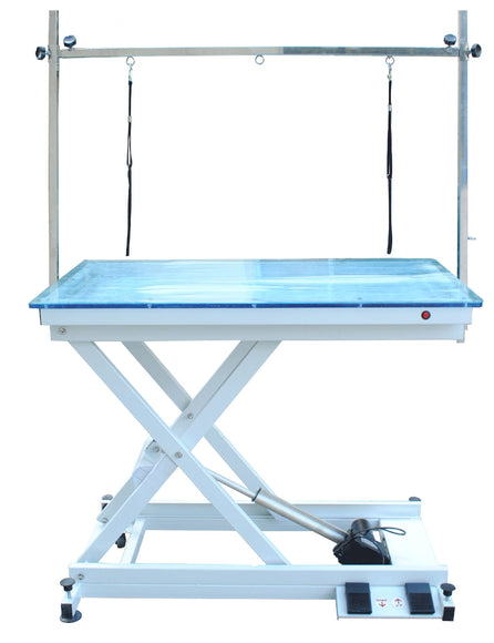 Blovi Crystal Electric Grooming Table 110x60cm – Illuminated Acrylic Glass, Professional Design