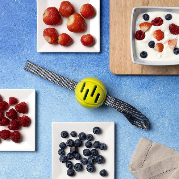 Nuzzle Puzzle Fling N Forage Ball 29cm – Rubber Dog Ball with Handles, Interactive Fetch and Treat Toy