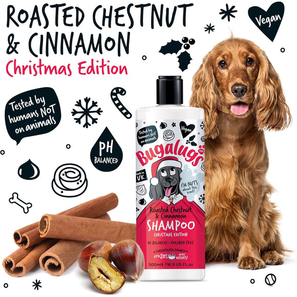 Bugalugs Roasted Chestnut & Cinnamon Shampoo Christmas Edition 500ml – Concentrated Festive Formula with Warm Scent