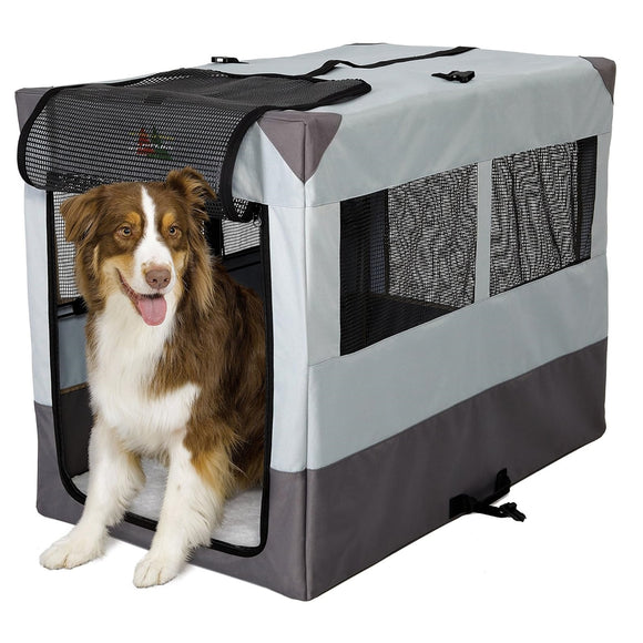 MidWest Canine Camper Fabric Pet Cage – Compact Gray Soft-Sided Crate, Small Size