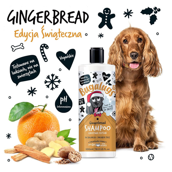 Bugalugs Gingerbread Shampoo Christmas Edition 500ml – Concentrated Festive Formula with Gingerbread Scent
