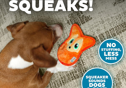 Outward Hound Durablez Fox Squeaky Toy – 16cm Unfilled Orange Plush, Durable Design