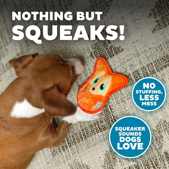 Outward Hound Durablez Fox Squeaky Toy – 16cm Unfilled Orange Plush, Durable Design