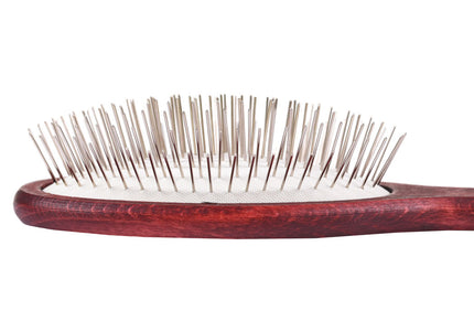 Blovi Red Wood Pin Brush – Large Soft Wooden Brush with 17mm Metal Pins, Gentle Detangling