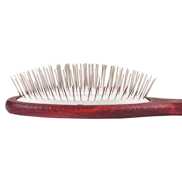 Blovi Red Wood Pin Brush – Large Soft Wooden Brush with 17mm Metal Pins, Gentle Detangling