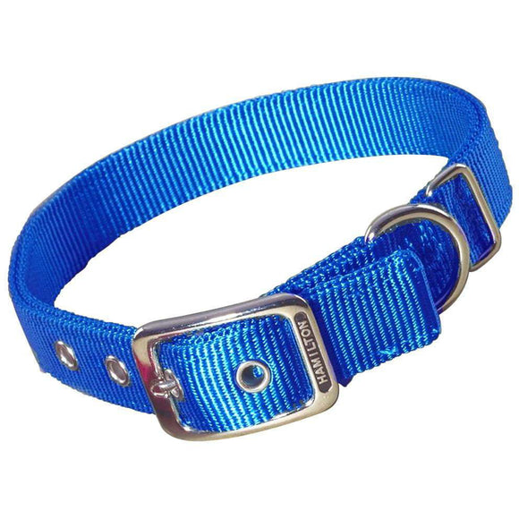 Hamilton Double Thick Dog Collar – Strong 25mm Nylon, Blue, Adjustable 65cm Length