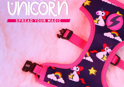 Dashi Unicorn Neo Mesh Harness – Double-Sided Neoprene, Pressure-Free Design, Unicorn Pattern, Small Size