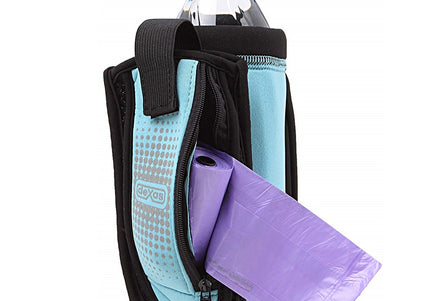 Dexas Neoprene Bottle Cover – Turquoise with Extra Pocket and Foldable Dog Bowl Attachment