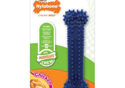 Nylabone Moderate Chicken Dental Bone – Flexible Chew, Large Size, Chicken Flavor, Oral Care