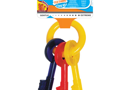 Nylabone Puppy Chew Keys – Bacon-Scented Durable Teething Toy, Medium Size Key Shape