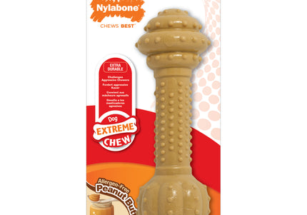 Nylabone Extreme Barbell Chew L – Durable Peanut Butter Flavored Toy for Large Breeds