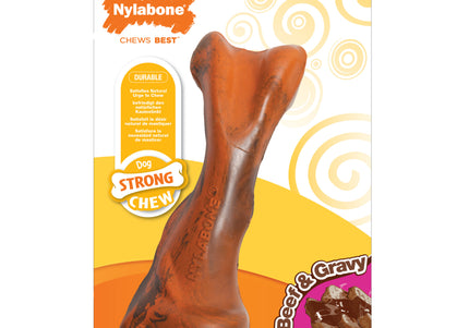 Nylabone Strong Rubber Bone – Beef Scented Durable Chew Toy, Small Size, Dark Sauce Aroma