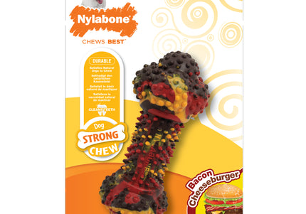 Nylabone Strong Rubber Bone – Cheese and Bacon Scented, Durable Chew Toy, Small Size