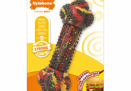 Nylabone Strong Rubber Bone – Cheese and Bacon Scented, Durable Chew Toy, Small Size
