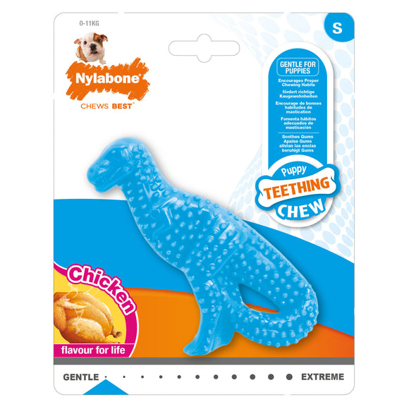 Nylabone Puppy Dino Chew – Small Flexible Chicken-Flavored Teething Toy