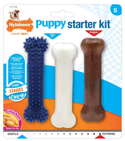 Nylabone Chicken Starter Kit S – Three-Piece Puppy Chew Set, Durable and Tasty