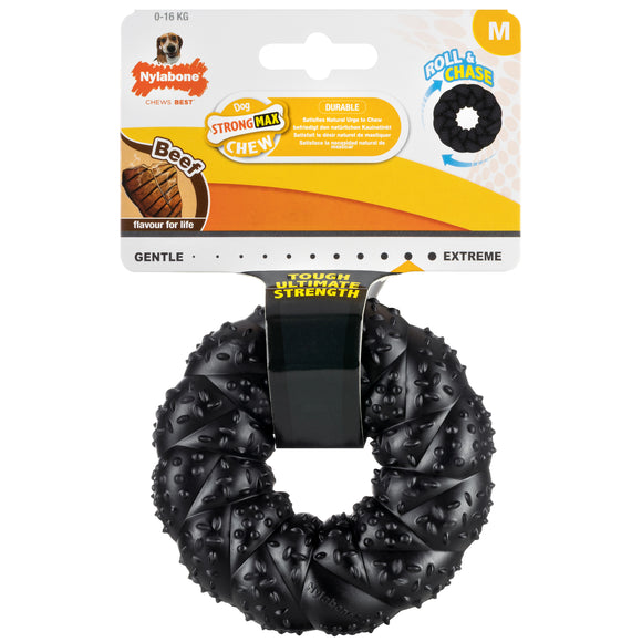 Nylabone Strong Max Braided Ring – Durable Beef-Scented Rubber Chew Toy, 9.6cm