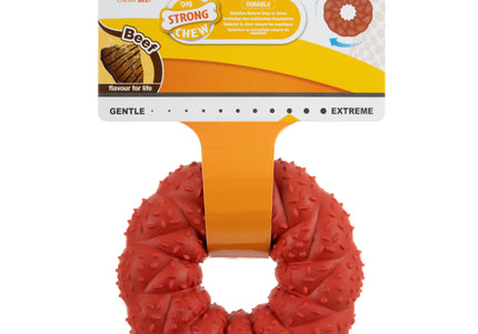 Nylabone Braided Ring Chew Toy – Strong Rubber, Beef Aroma, 9.6cm Durable Design