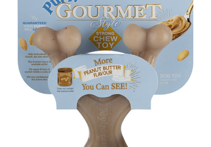 Nylabone Puppy Gourmet Wishbone S – Durable Dog Chew with Intense Peanut Butter Scent