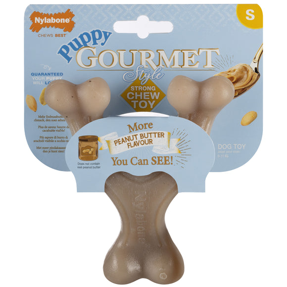 Nylabone Puppy Gourmet Wishbone S – Durable Dog Chew with Intense Peanut Butter Scent