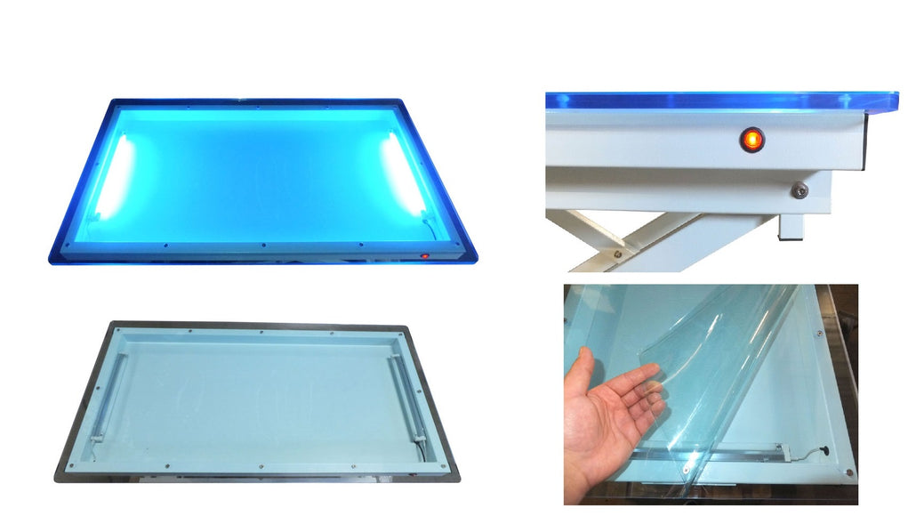 Blovi Crystal Electric Grooming Table 110x60cm – Illuminated Acrylic Glass, Professional Design