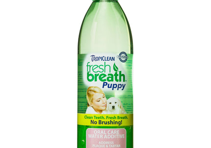 TropiClean Fresh Breath Puppy Water Additive 473ml – Natural Oral Hygiene Solution, Gentle Formula