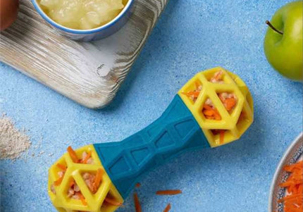 Nuzzle Puzzle Dumbbell Treat Toy – 18cm Bouncing Floating Squeaker Interactive Design