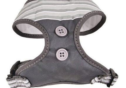 Doogy Classic Dog Harness – Comfortable Beige and Gray Striped Design, Size M