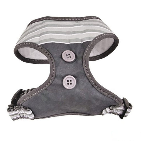 Doogy Classic Dog Harness – Comfortable Beige and Gray Striped Design, Size M