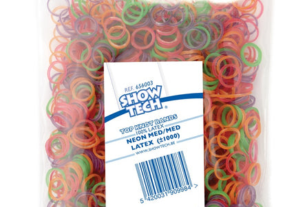 Show Tech Latex Rubber Bands – Assorted Colors, 0.8 cm Diameter, 1000 Pack Durable Design