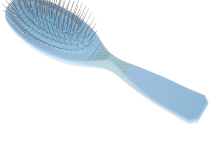 Madan Small Pin Brush – Ergonomic Handle, 22mm Medium-Soft Metal Pins, Sky Blue