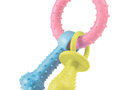 Record Primi Morsi Double Dog Chew Toy – Durable 15.3cm Design, Blue Color