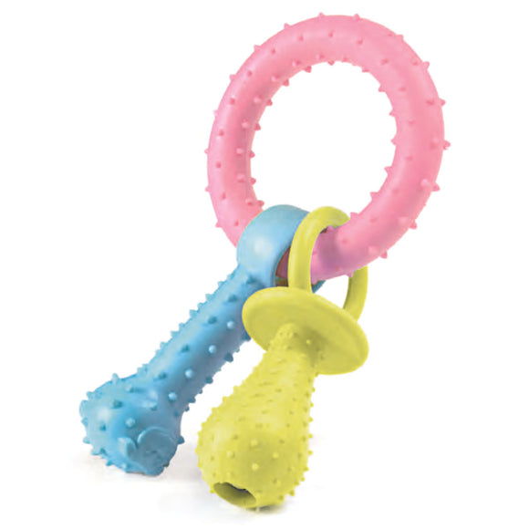 Record Primi Morsi Double Dog Chew Toy – Durable 15.3cm Design, Blue Color