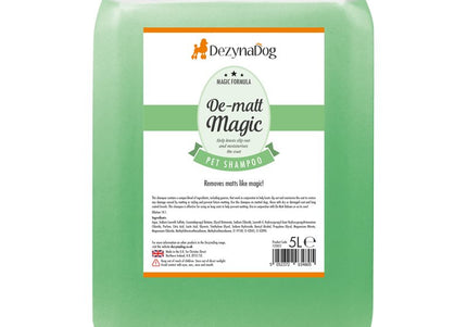 DezynaDog De-Matt Magic Shampoo – Concentrated 1:10 Formula, 5L, Detangles and Eases Combing