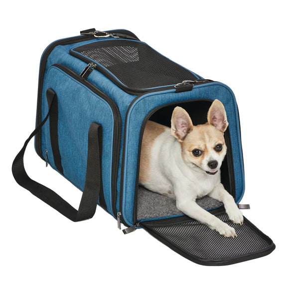 MidWest Blue Pet Carrier – Large Size, Durable Ventilated Travel Crate with Secure Latch