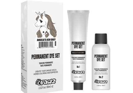 Opawz Permanent Dog Hair Dye – Angela's Ash Grey, Long-Lasting Coat Color, 2 x 60ml Tubes