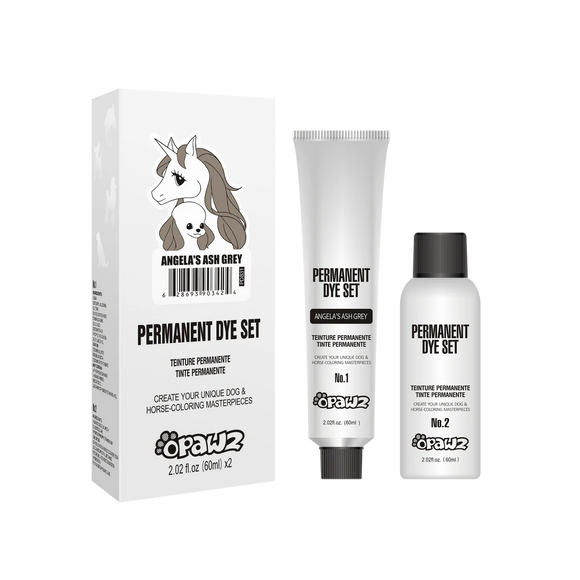 Opawz Permanent Dog Hair Dye – Angela's Ash Grey, Long-Lasting Coat Color, 2 x 60ml Tubes