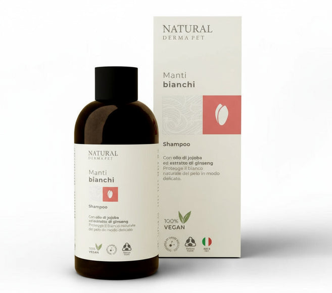 Natural Derma Pet White Coats Shampoo – Brightening Formula with UV Protection, Enhances Shine