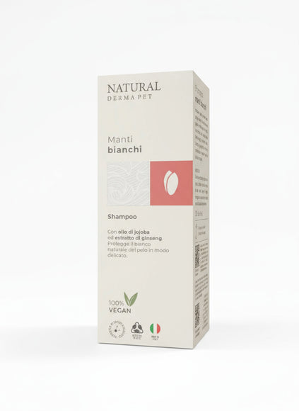 Natural Derma Pet White Coats Shampoo – Brightening Formula with UV Protection, Enhances Shine