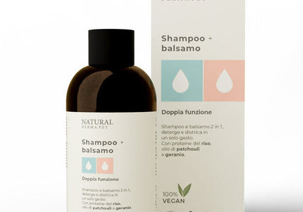 Natural Derma Pet Shampoo and Conditioner 2in1 – Gentle Cleansing, Deep Nourishing Formula, 200ml