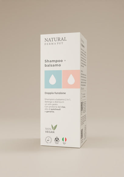 Natural Derma Pet Shampoo and Conditioner 2in1 – Gentle Cleansing, Deep Nourishing Formula, 200ml