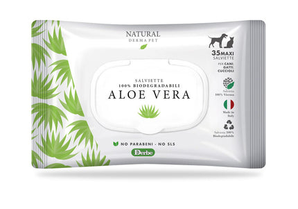 Natural Derma Pet Cleaning Wet Wipes – Aloe Vera Scented, Gentle Moisturizing Formula, 80 Pack