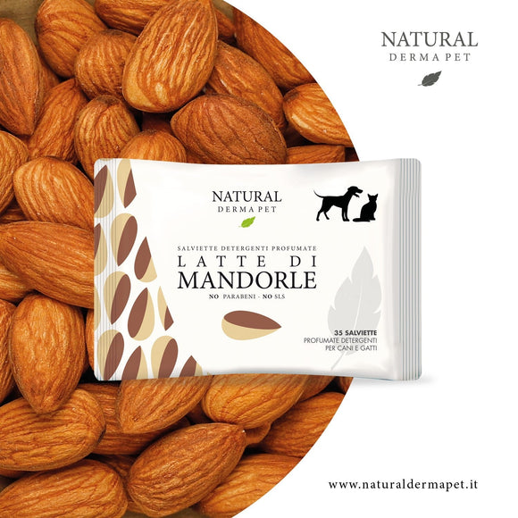 Natural Derma Pet Cleaning Wet Wipes – Almond Milk Scent, Gentle Cleansing, 35 Pack